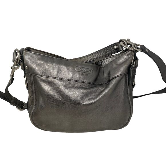 Coach EST 1941 Zoe Hobo Handbag Leather Pewter Silver 11x9x3.5 Metallic - Picture 14 of 14
